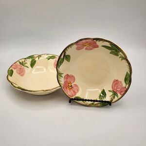 2 VTG Francisican Desert Rose 6” Dessert Berry Bowls USA Hand Painted